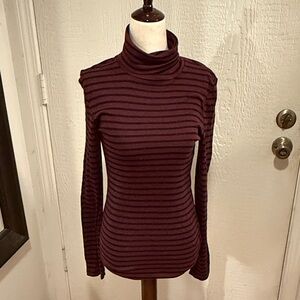 Splendid Burgundy and Black Striped Top